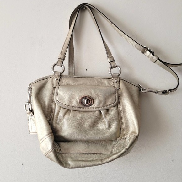 COACH 13177 LEAH GOLD METALLIC LEATHER CROSSBODY BAG